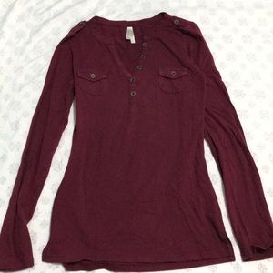 Burgundy long sleeve top